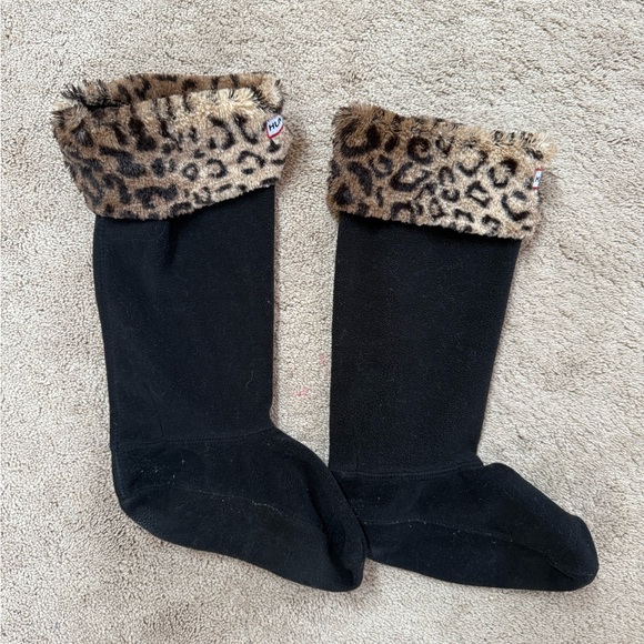 Hunter Black Socks with Leopard Print Cuff - Picture 3 of 4